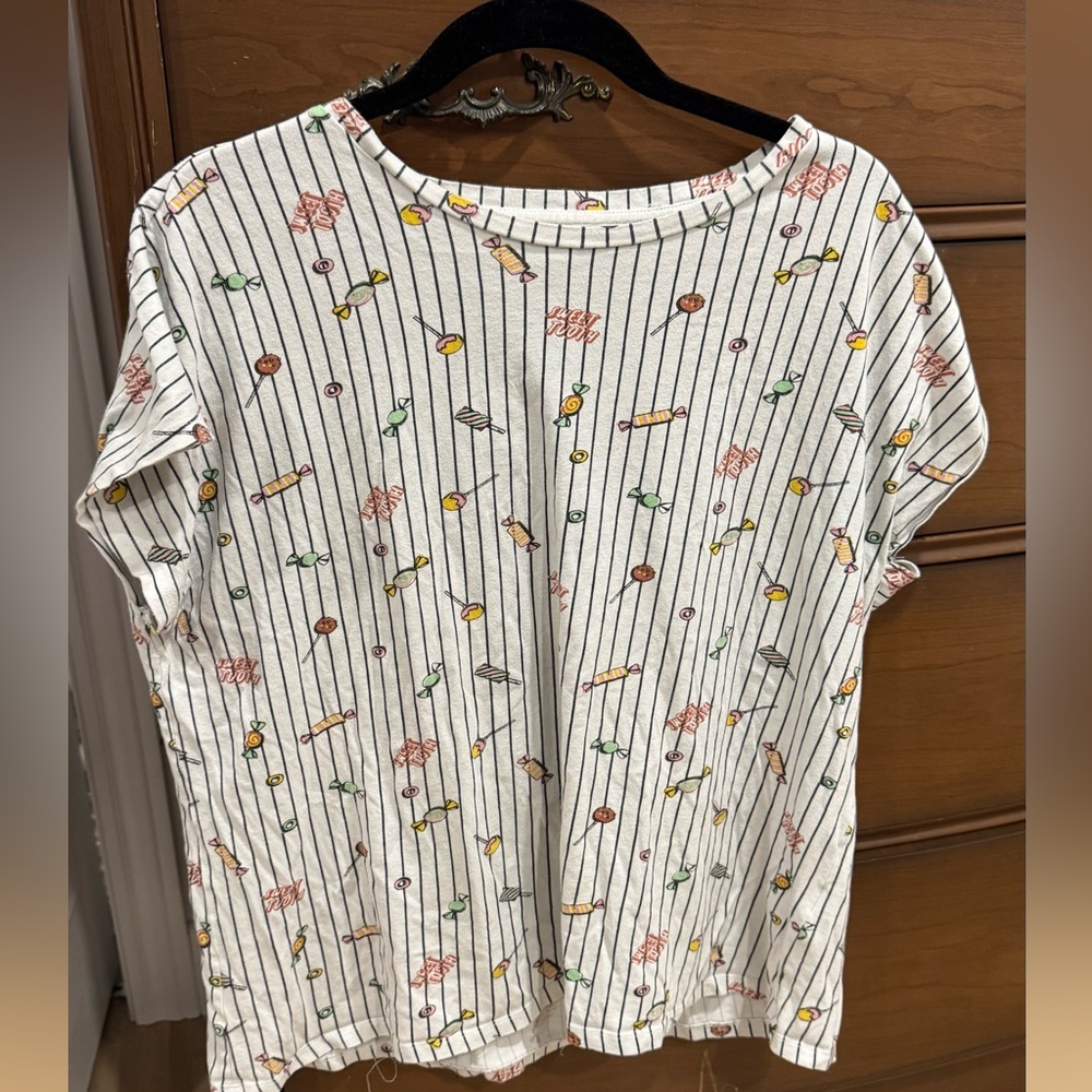Oversized White Top with Colorful Print